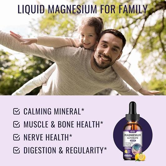 Magnesium Glycinate Supplement, Magnesium Liquid Drops 500mg Vitamin B6, Ashwagandha, 2)