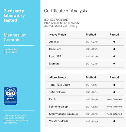 Magnesium Gummies for Adults - Calm Magnesium Complex 500 mg - Magnesium Citrate, Malate, Taurate & Oxide - Magnesium Supplement for Sleep, Muscle Relaxation and Legs Cramp Defense - 90 Vegan Gummies