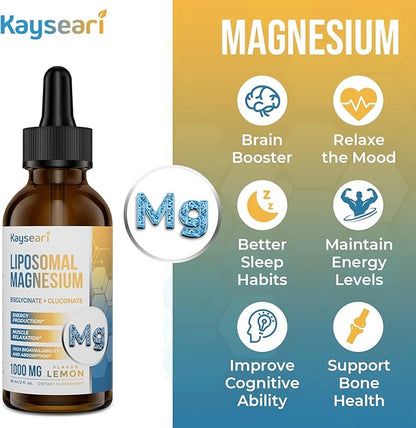 High Strength Liposomal Magnesium Drops, Easily 60ML Lemon