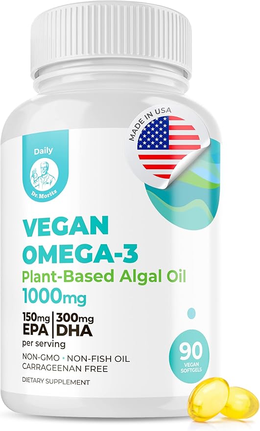 DR. MORITZ Vegan Omega 3 DHA Omega-3 Fatty 1000mg - (90 Count 1))