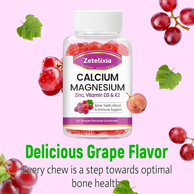 Sugar Free Calcium Gummies for Women D3 & K2, Calcium 60 Count