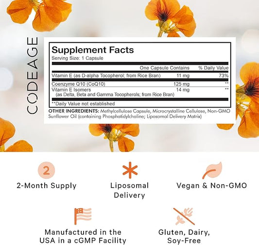 Codeage Liposomal CoQ10 Supplement 125mg Coenzyme Q10 - 2 Month 60 Capsules