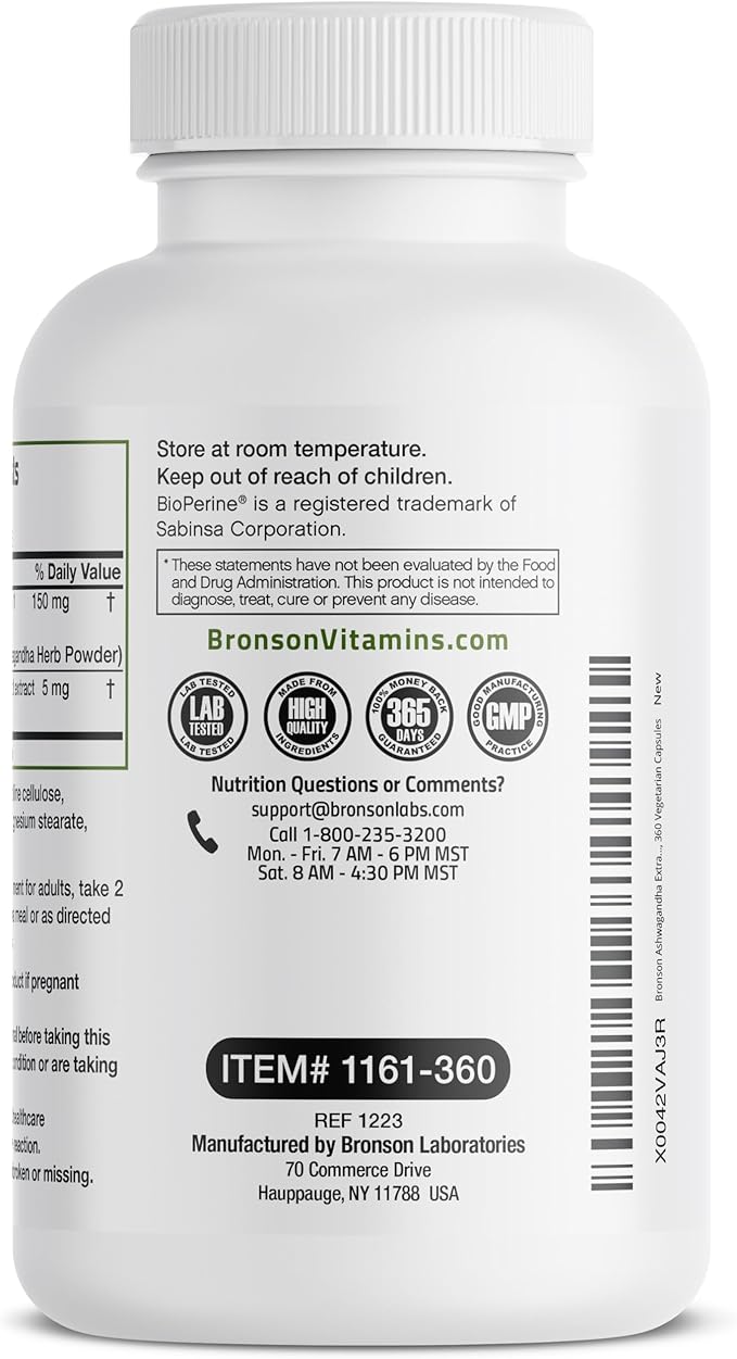 Bronson Ashwagandha Extra Strength Stress & 360 Vegetarian