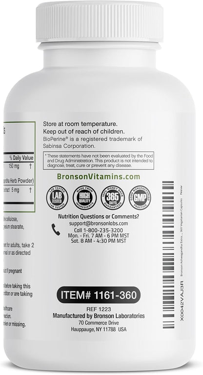 Bronson Ashwagandha Extra Strength Stress & 360 Vegetarian