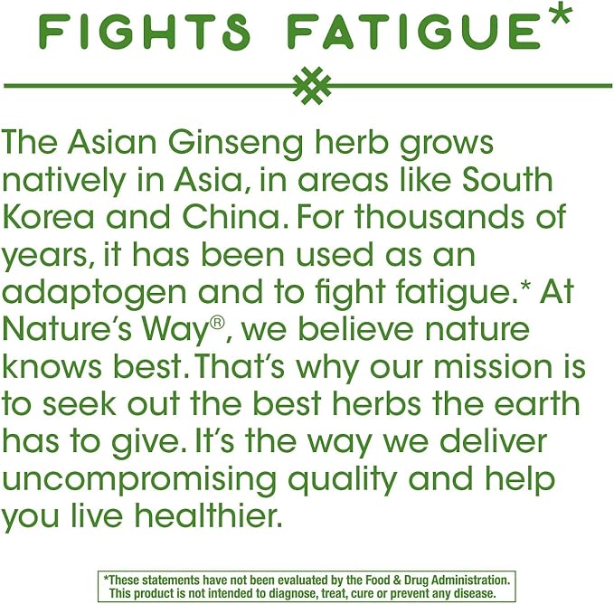 Nature's Way Premium Herbal Asian Ginseng, 1,120mg Per 100 Capsules
