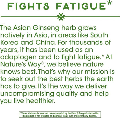 Nature's Way Premium Herbal Asian Ginseng, 1,120mg Per 100 Capsules