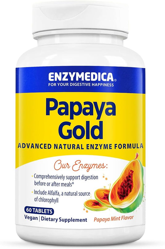 Enzymedica Papaya Gold, Advanced Digestive Enzymes 60 Chewable
