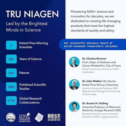 TRU NIAGEN Patented NAD Supplement for Anti Aging and Cell Regeneration, Niagen, 60 300 mg Servings | Supports Cellular Energy, Brain, Muscle | Nicotinamide Riboside (NR) Take 2 Daily | 1 Bottle