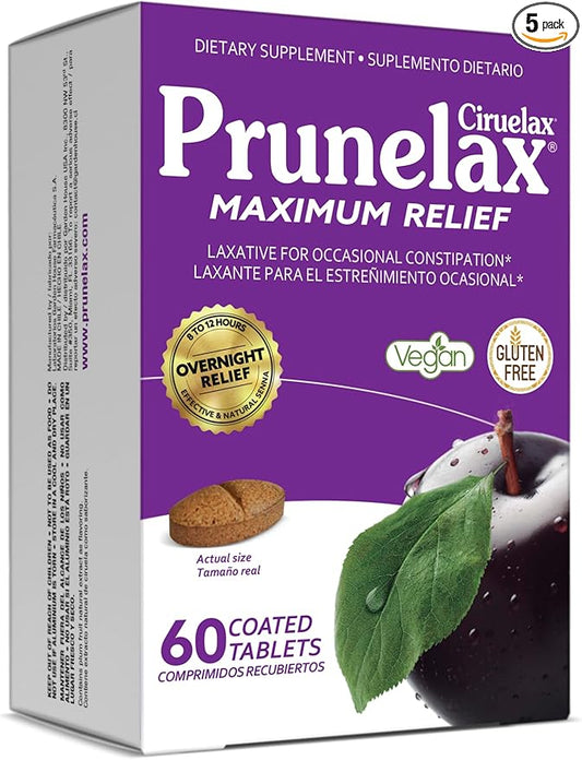 Prunelax Ciruelax Maximum Relief Laxative Tablets 60ct (Pack 5)