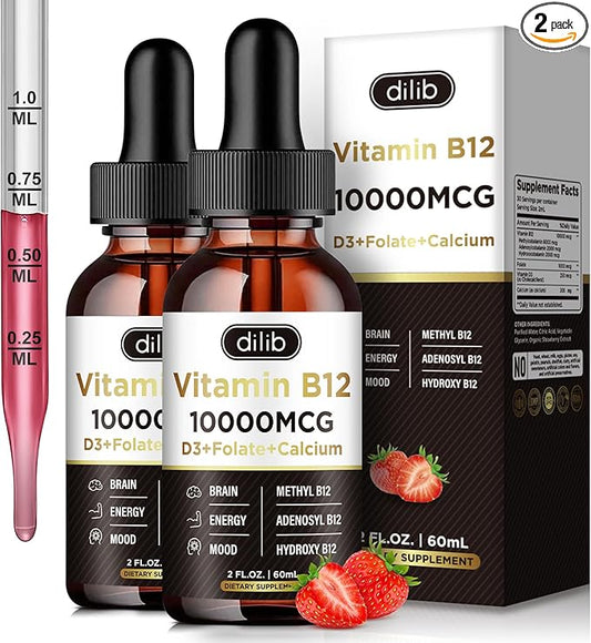 Vitamin B12 Complex 10000 mcg B-12 Drops Metabolism(2 Pack)