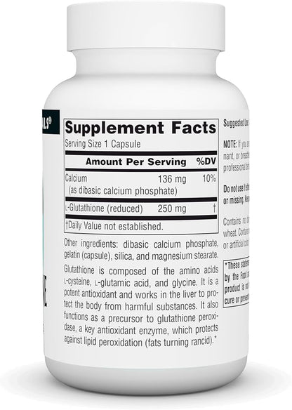 Source Naturals Glutathione, Supplement for Liver 250mg - 60 Capsules