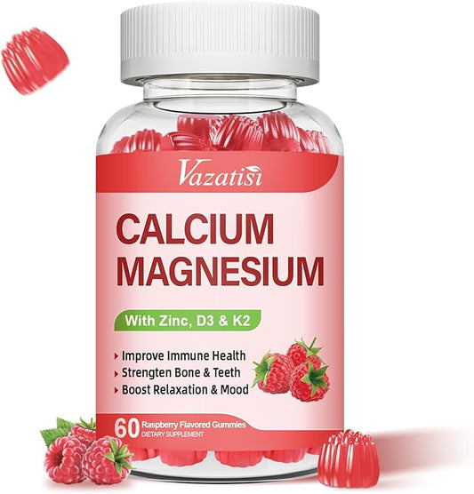 Calcium Magnesium Zinc Gummies with Vitamin D3 & K2, High 60 Gummies…