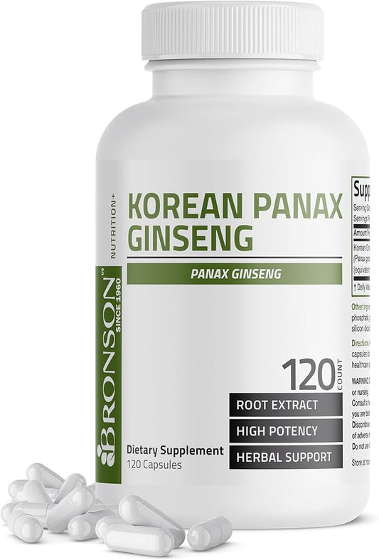 Bronson Korean Panax Ginseng Supports Energy, 120 Capsules