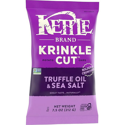 Kettle Brand Potato Chips, Krinkle Cut Truffle and Sea Salt, 7.5 Oz