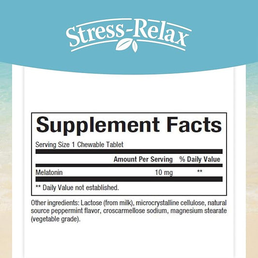 Stress-Relax Melatonin 10 mg by Natural 60 chewable (60 servings),