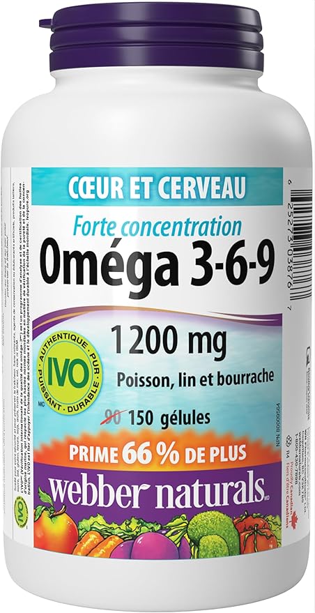 Webber Naturals Omega 3-6-9 Flaxseed, Fish 1200 mg, 150 softgels