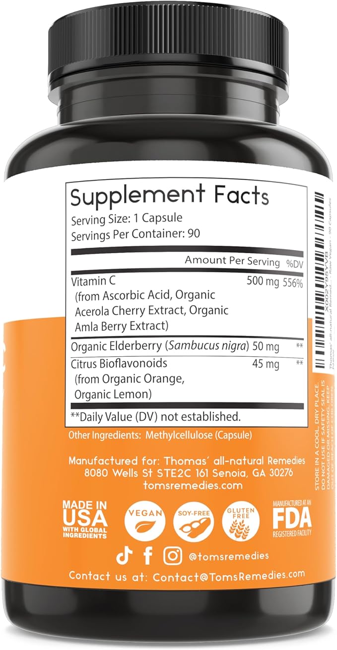 Thomas' all-natural Remedies Vitamin C 90 Capsules