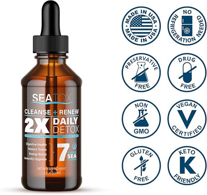 Cleanse & Renew Liquid Superfood 2 in 1 Multivitamin & Mineral Supplement for Gut & Digestive Health, Bloat, Immune Support, Cellular Health – Vegan, GF 30 Day Supply Made in USA