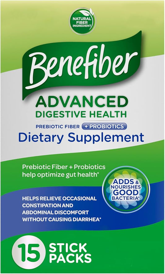 Benefiber Advanced Digestive Health Prebiotic Fiber 15 Sticks (3.0 Ounces)