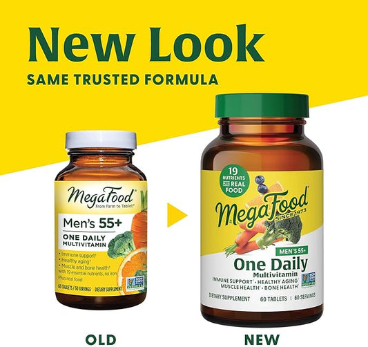 MegaFood Men's 55+ One Daily B12, Vitamin 9 Food 90 Tabs