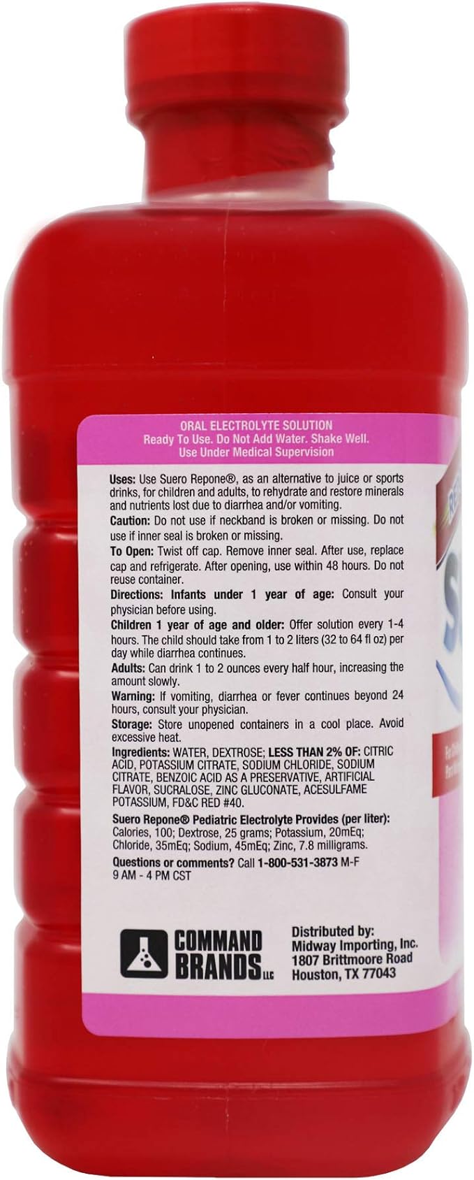 SUERO Electrolyte Solution with Zinc, Rehydrates, Restores Minerals and Nutrients, Strawberry Flavor, 33.8 Fl Oz (Pack of 2)