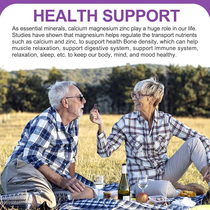Calcium Magnesium Zinc Gummies witn Elderberry 2:1, Contains D3, for 60 Gummies(3 Gummies(3 Packs)
