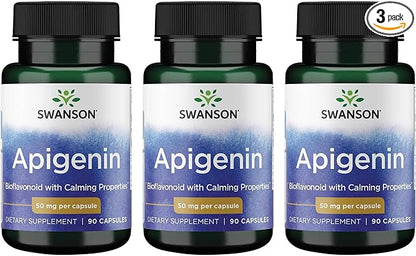 Swanson Apigenin Supplement for Sleep 90 Caps, 50 mg 3 Pack