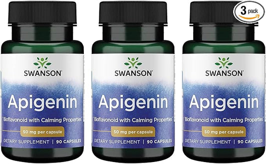 Swanson Apigenin Supplement for Sleep 90 Caps, 50 mg 3 Pack