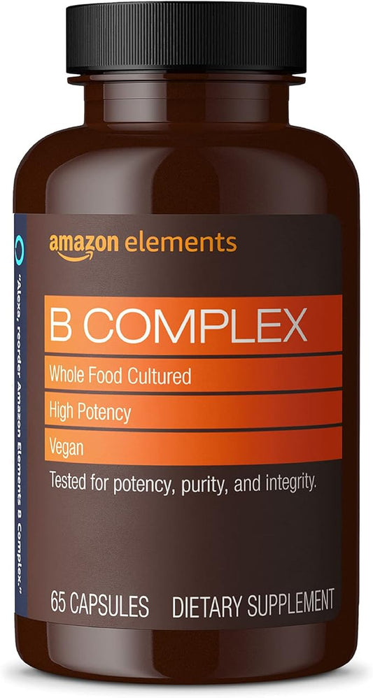 Amazon Elements B Complex, High Potency, 83% Whole 65 Capsules, 2 month