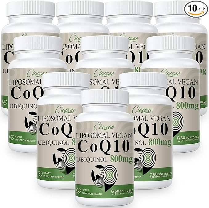 Liposomal CoQ10 800mg Ubiquinol Softgel, Max Q10, Ubiquinol CoQ10 Supplement CoQ10 800mg, 800mg, 600 600 Vegan