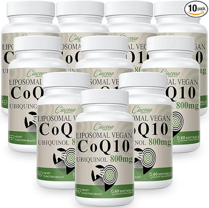 Liposomal CoQ10 800mg Ubiquinol Softgel, Max Q10, Ubiquinol CoQ10 Supplement CoQ10 800mg, 800mg, 600 600 Vegan