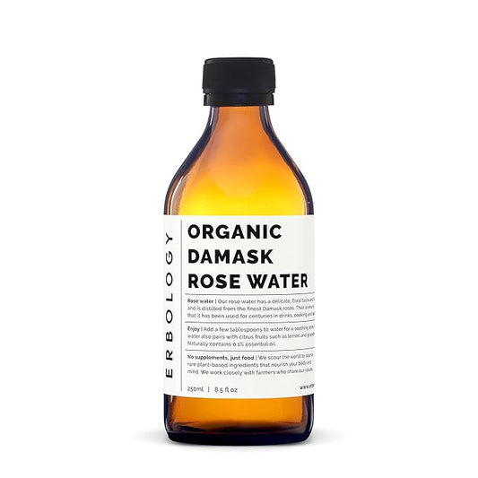 100% Organic Rose Water 8.5 fl oz - Distilled from Damask Rose - Premium Food Grade Hydrolate of Rose - Soothes, Hydrates and Calms - Non-GMO - Recyclable Glass Bottle