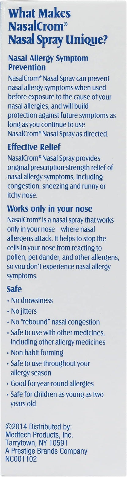 NasalCrom Nasal Spray Allergy Symptom Controller | 200 Sprays | .88 FL OZ