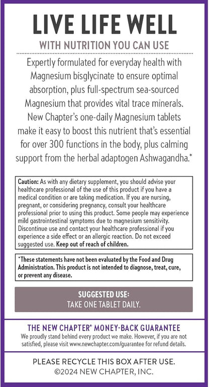 New Chapter Magnesium + Ashwagandha Supplement, 325 mg 2.5x Absorption, 90 ct (3 Month