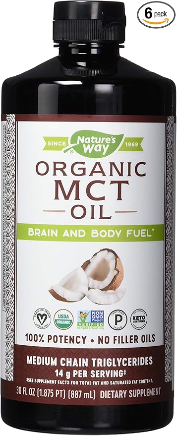 Nature's Way Nature's Way Mct Oil from Coconut Pure Source, No Filler Oils, 14 G of Mcts Per Serving, 30 Fl Oz (Pack of 6)