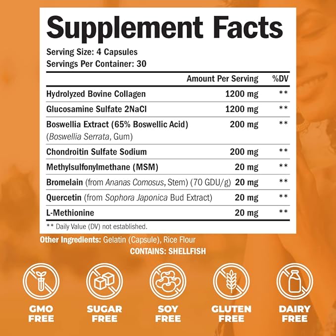 Glucosamine Chondroitin MSM with Collagen Powder. 2 Pack