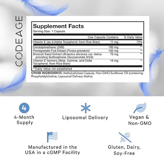 Codeage Liposomal DIM Supplement 4-Month Supply, 120 Capsules