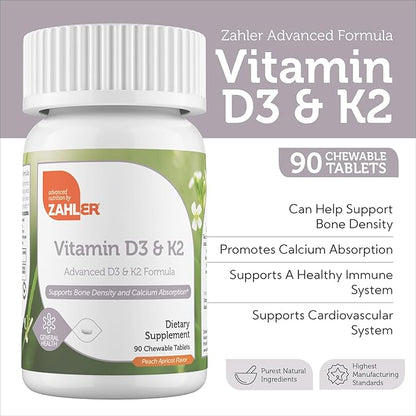 Zahler - Vitamin D3 & K2 (90 Count) K2 D3 D3 Vitamin 5000 IU K2 for
