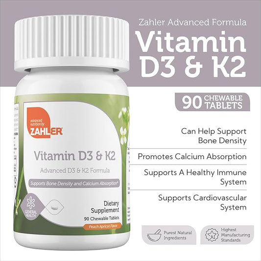 Zahler - Vitamin D3 & K2 (90 Count) K2 D3 D3 Vitamin 5000 IU K2 for