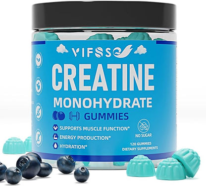 Creatine Monohydrate Gummies 5g for Men 120 Creatine 1000 mg, B12, Chewables 1Pack