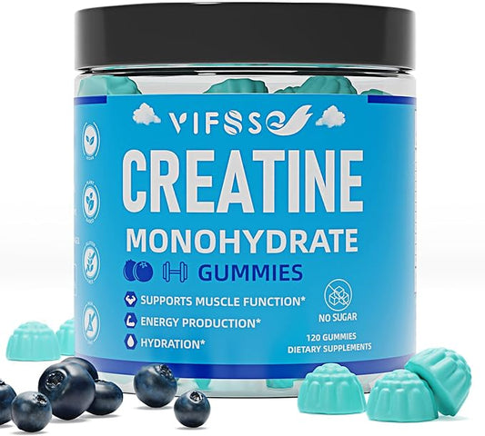 Creatine Monohydrate Gummies 5g for Men 120 Creatine 1000 mg, B12, Chewables 1Pack
