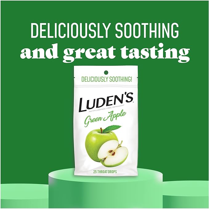 Ludens Soothing Throat Drops, Green Apple, 25 ct 1)