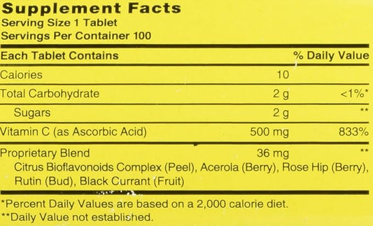 Nature's Blend Vitamin C Chewable Acerola, 500 mg 100 Tablets