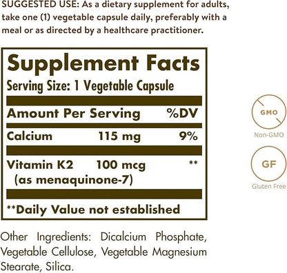 Solgar Vitamin K2 MK7 100mcg Vegetable 50 Count