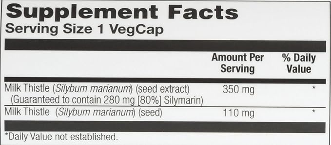 SOLARAY Milk Thistle Seed Extract 350 80% Silymarin, 60 Day 30 Servings, 30 VegCaps