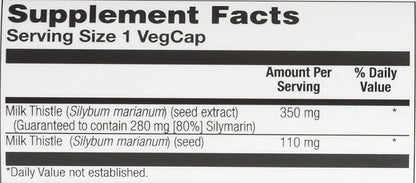 SOLARAY Milk Thistle Seed Extract 350 80% Silymarin, 60 Day 30 Servings, 30 VegCaps