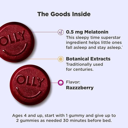 OLLY Kids Sleep Gummy, 0.5mg Melatonin, 60 Count