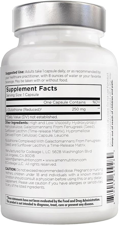 Amen Glutathione-SR+ Advanced Sustained-Release Supplement 2-Month Supply 60 Capsules