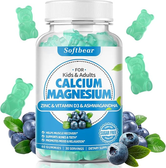 Calcium Magnesium Zinc Gummies for Women, D3 for 60 Gummies