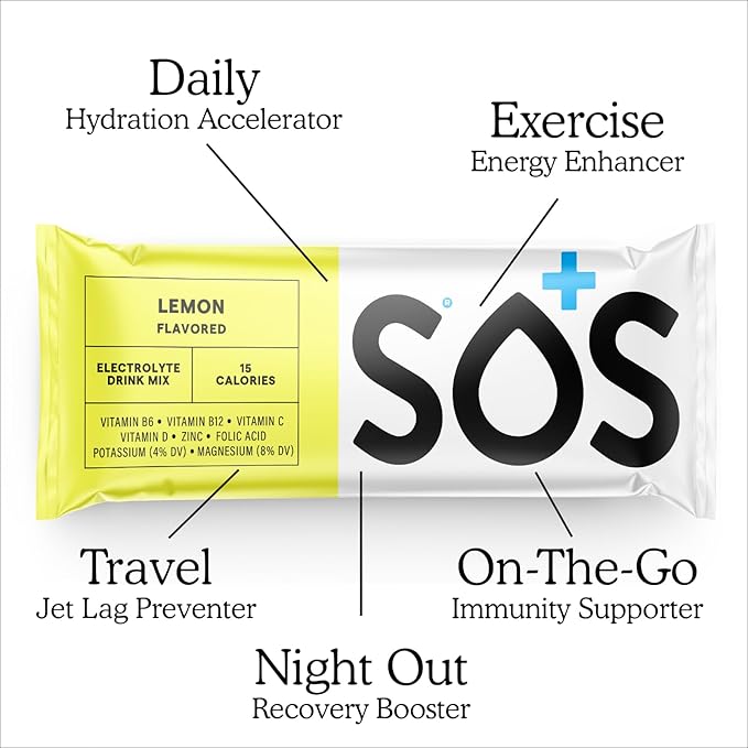 SOS Hydration, Electrolyte Powder Packets – Low-Calorie, Zero Sugar, Rapid Rehydration, Made in USA, Keto & Vegan Friendly 5-Flavor Variety Pack, 20 Sticks